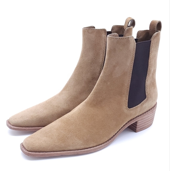 Tory Burch Women's Western Pointed Toe Ankle Chelsea Suede Brown Bootie Size 9.5 - Picture 2 of 10